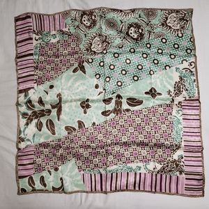 Pink and turquoise silk scarf